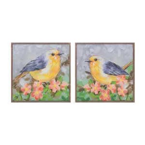 Bird Block (Set of 4) 10"SQ Wood/Canvas Decorative Accessories trending offers