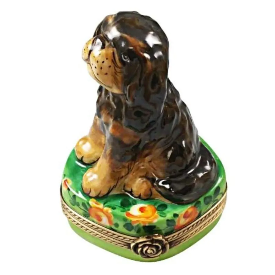 Black & Tan King Charles Spaniel Limoges Collectible Boxes Rare Find