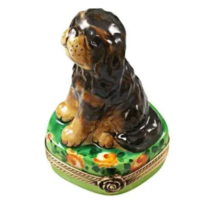 Black & Tan King Charles Spaniel Limoges Collectible Boxes Rare Find
