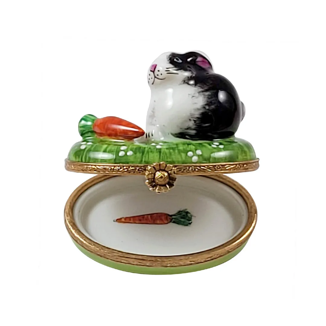 Black & White Bunny with Carrot Limoges Limoges Boxes collectors shop