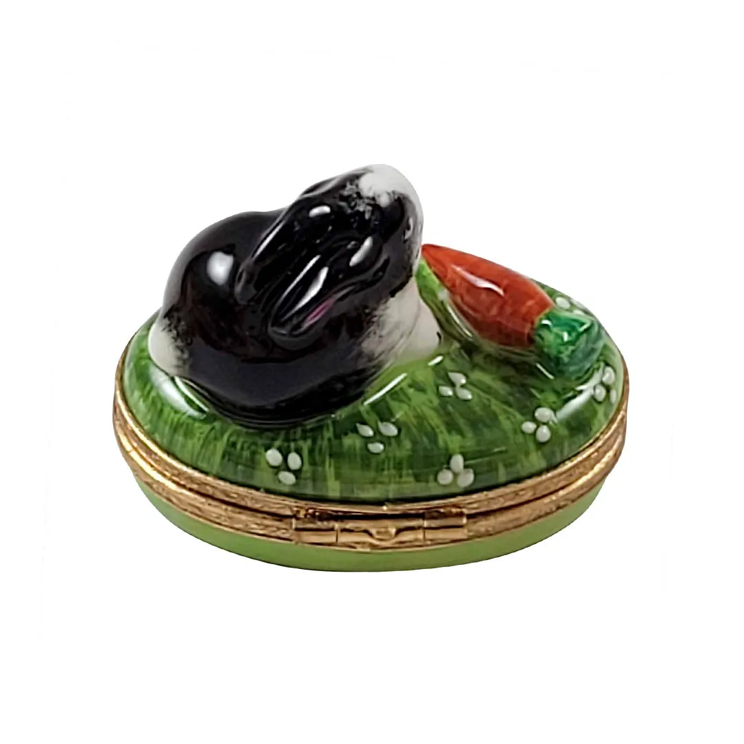 Black & White Bunny with Carrot Limoges Limoges Boxes collectors shop
