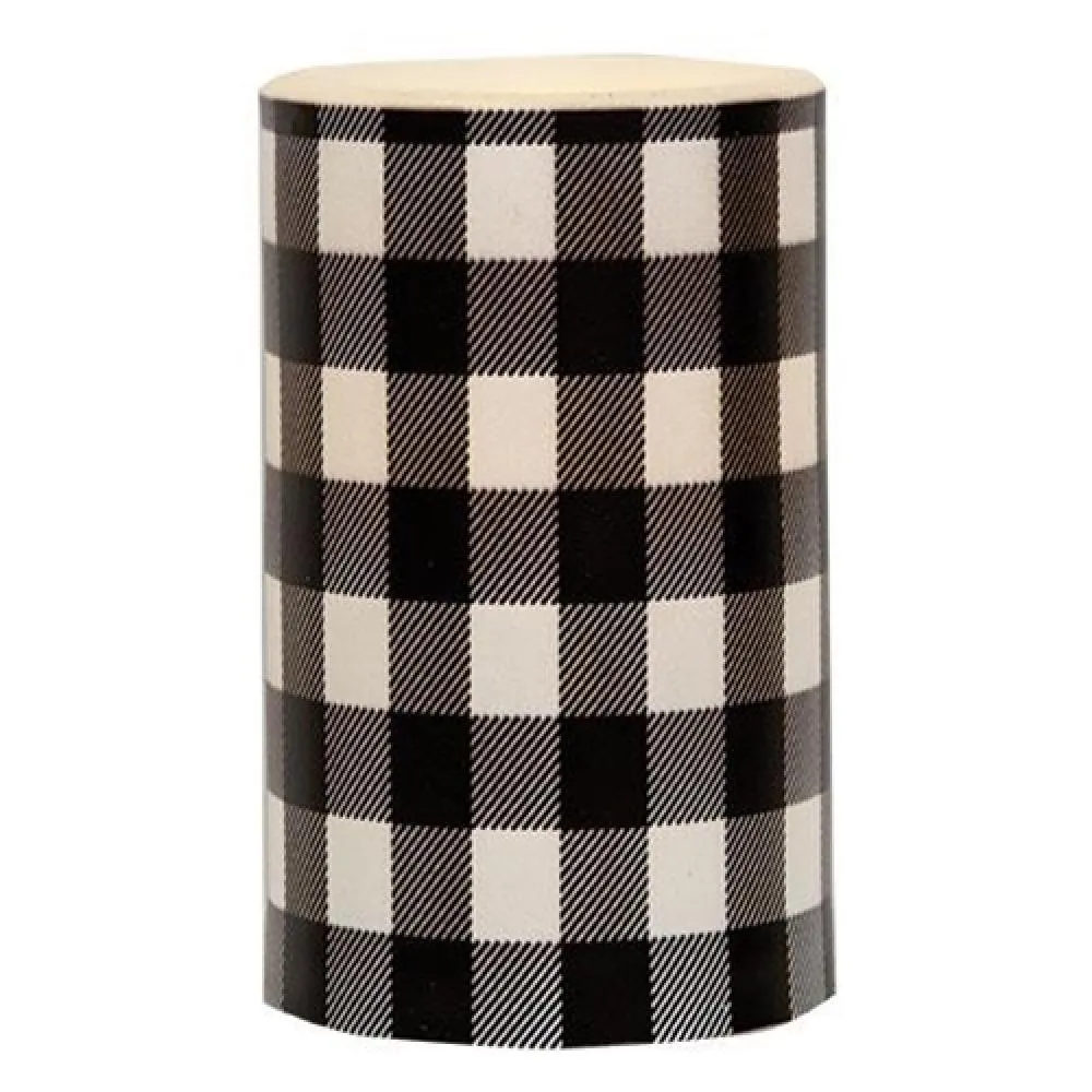 Black & White Large Check Timer Pillar - 3"x5" Decorative Accessories value pack