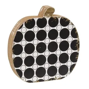 *Black & White Polka Dot Wooden Pumpkin Cheap Holiday Home Decor