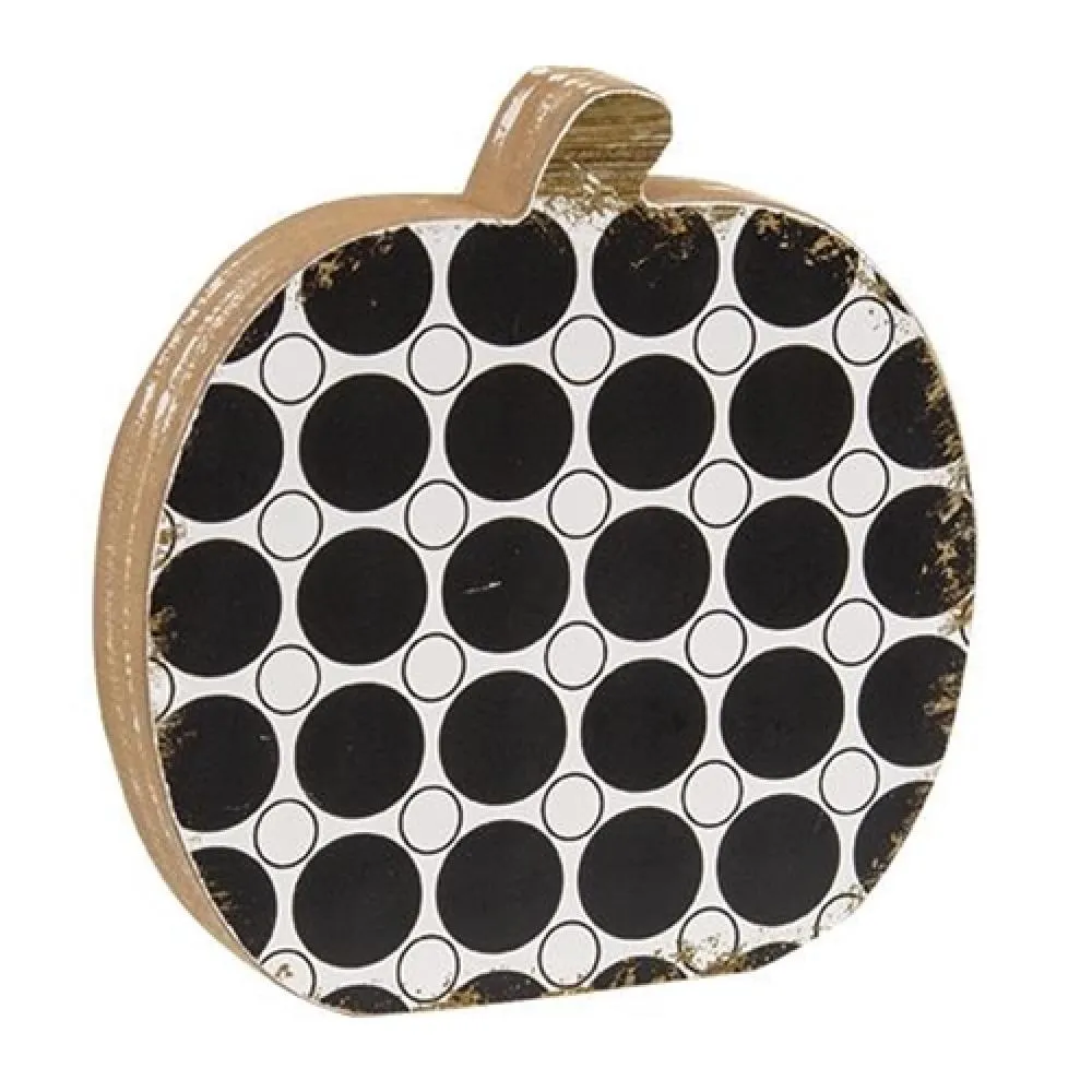 *Black & White Polka Dot Wooden Pumpkin Cheap Holiday Home Decor