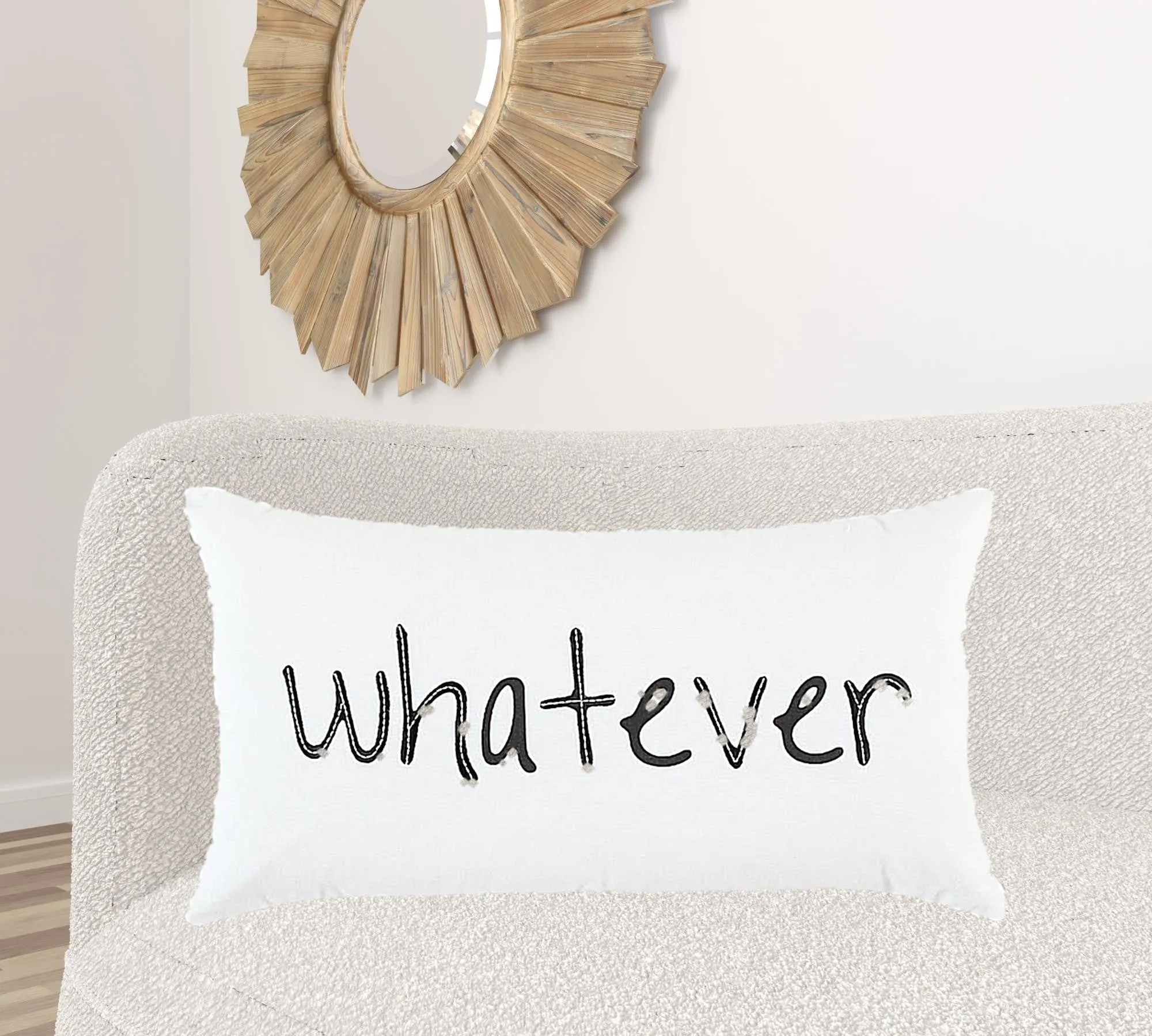 Black and White Whatever Embroidered Lumbar Pillow Throw Pillows value buys