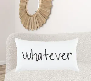 Black and White Whatever Embroidered Lumbar Pillow Throw Pillows value buys