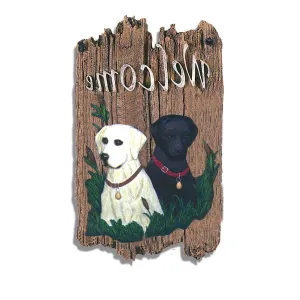 Black and Yellow Labs Indoor Outdoor Resin Welcome Wall Decor Decorative Accessories ON SALE