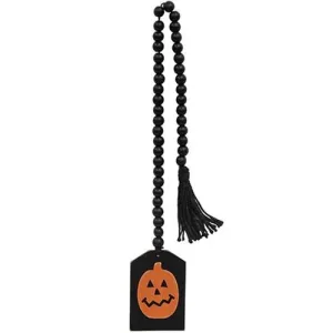 Black Beaded Jack O Lantern Tag Garland Decorative Accessories best selling