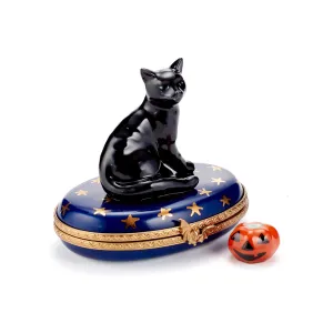 Black Cat Limoges Collectible Boxes Rare Find