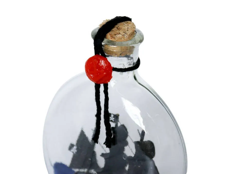Black Pearl Model Ship in a Glass Bottle 4"