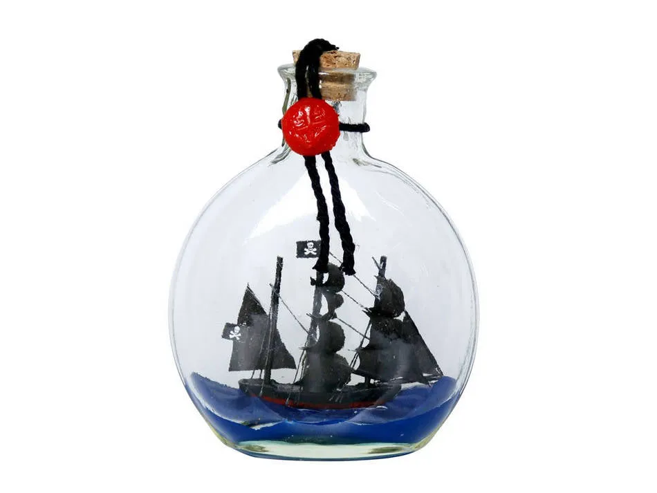 Black Pearl Model Ship in a Glass Bottle 4" Decorative Accessories trending offers