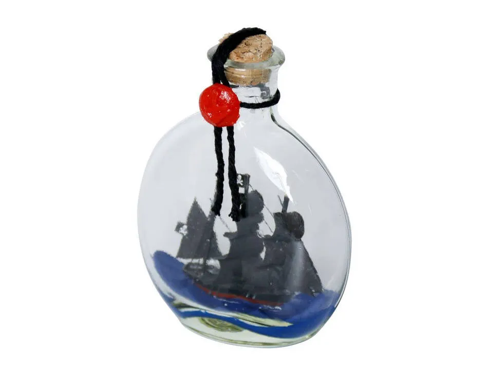 Black Pearl Model Ship in a Glass Bottle 4"