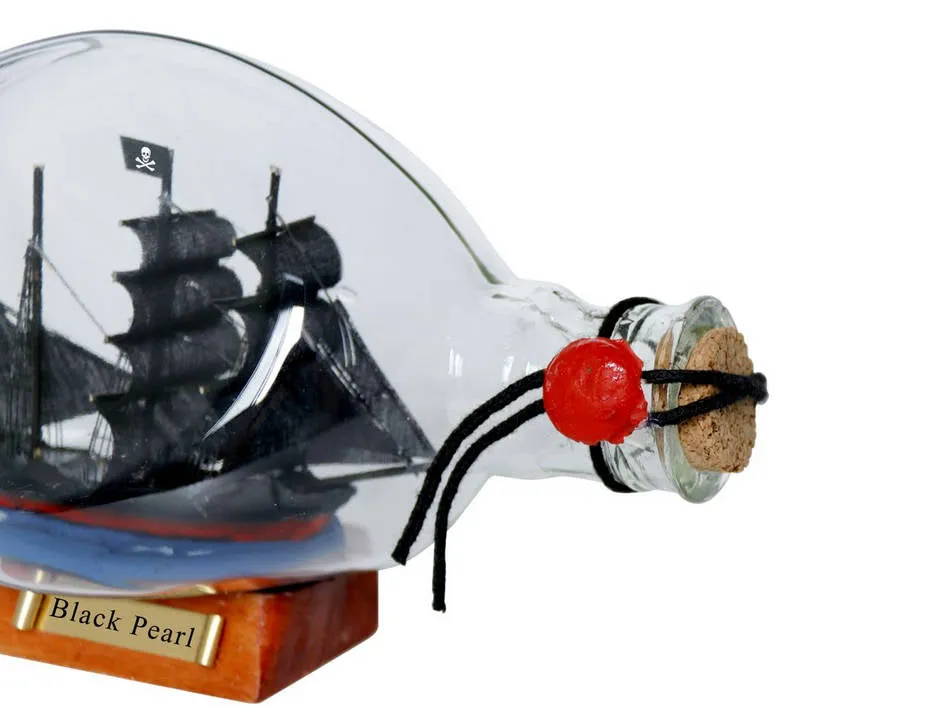Black Pearl Pirate Ship in a Glass Bottle 7"