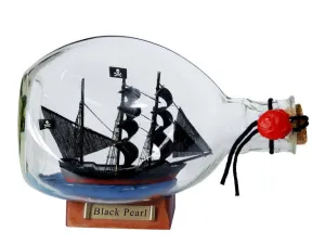 Black Pearl Pirate Ship in a Glass Bottle 7" Decorative Accessories seasonal sale