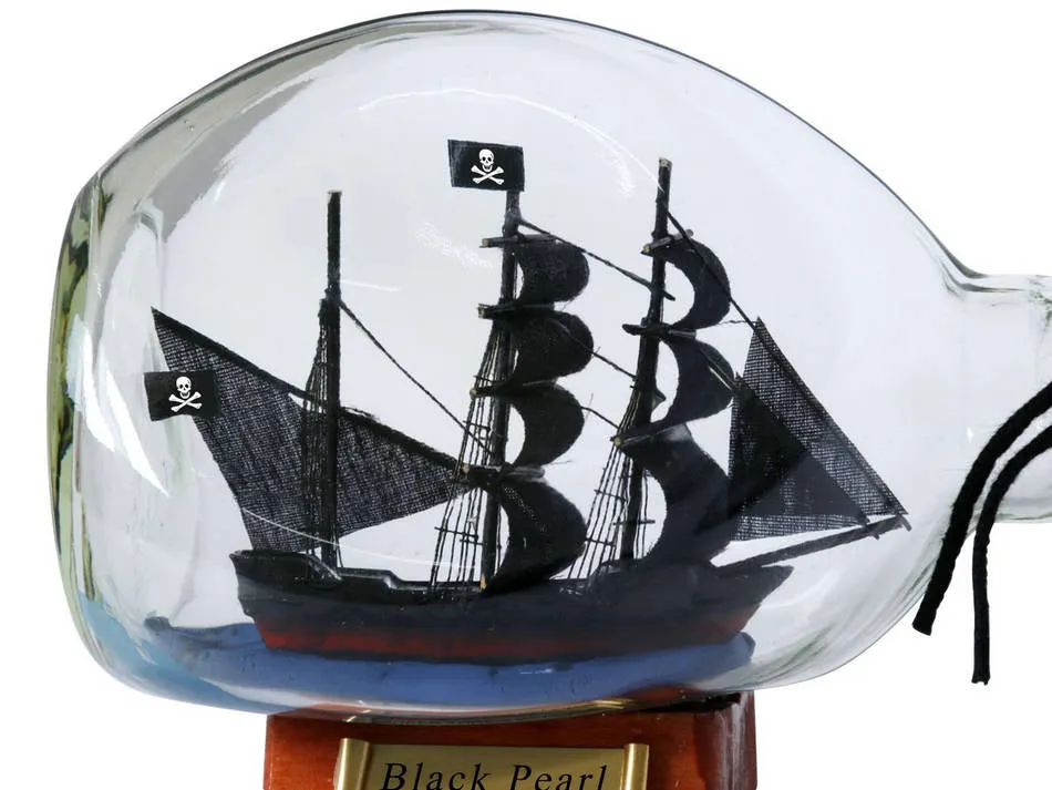 Black Pearl Pirate Ship in a Glass Bottle 7"