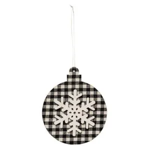 *Black/White Plaid Snowflake Ornament Ball Seasonal Decor Clearance