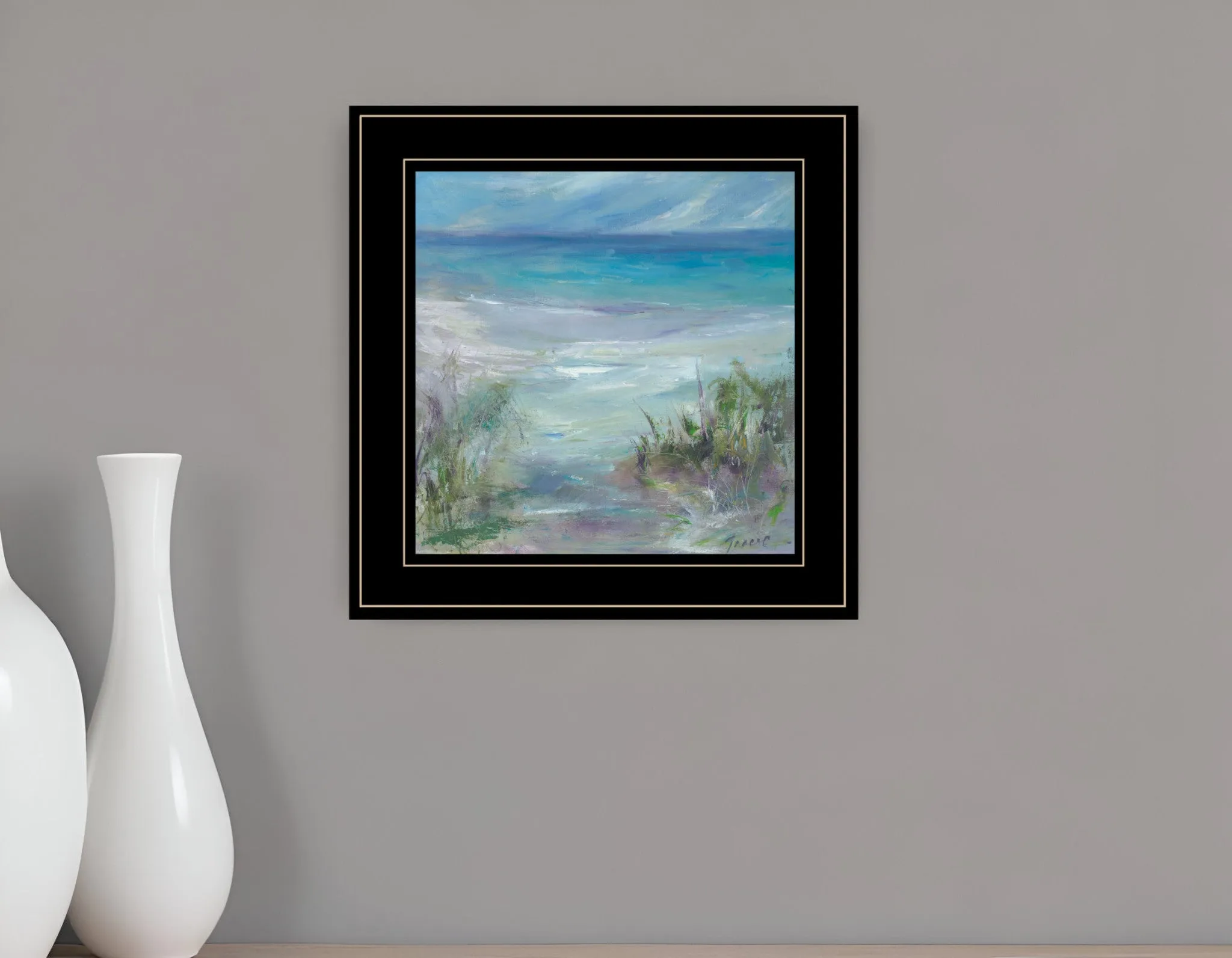 Blue Horizons 3 Black Framed Print Wall Art Cheap Wall Mirrors & Decor