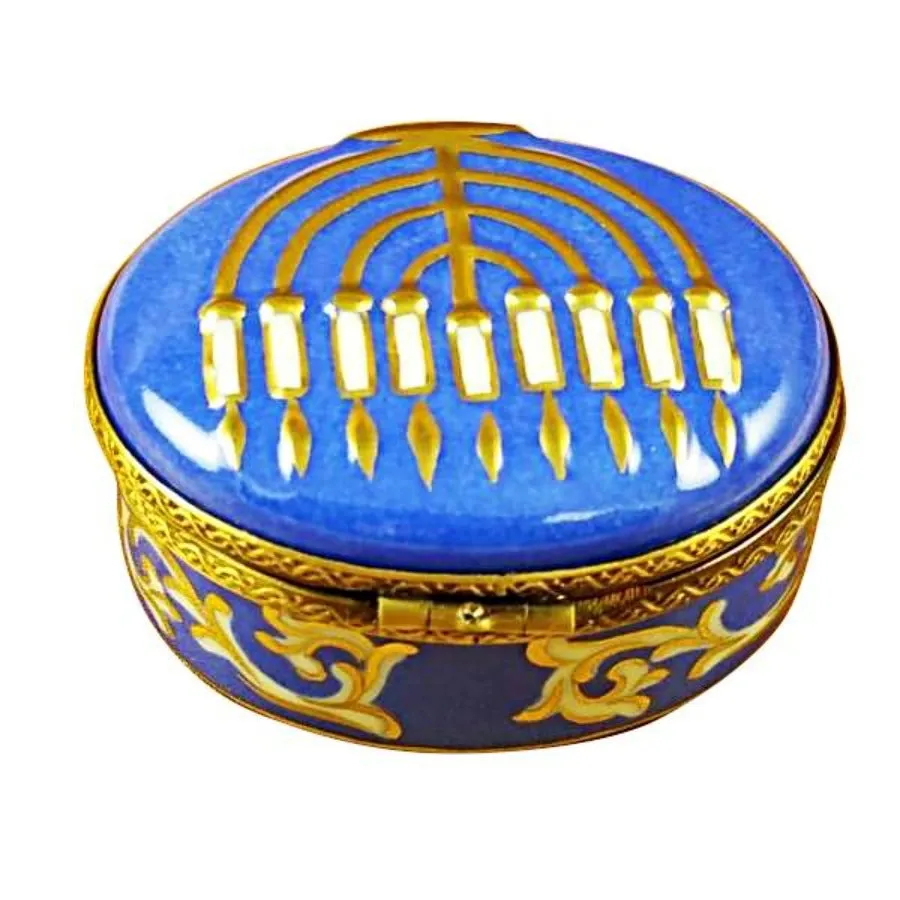 Blue Menorah Oval Limoges Limoges Boxes collectors shop