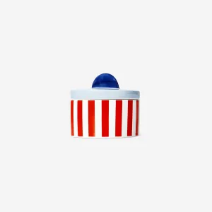 Blue storage jar with stripes and shell - 10 cm Home Decor clearance sale