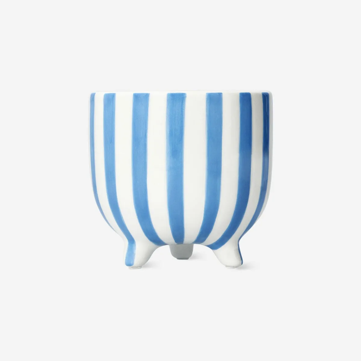 Blue striped flowerpot