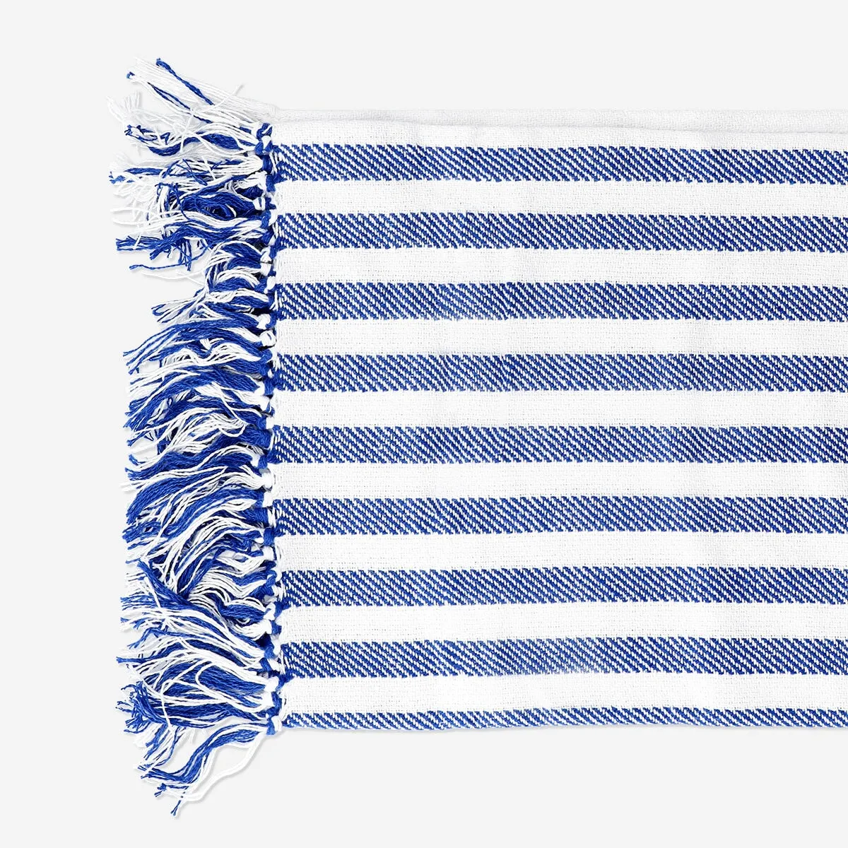 Blue throw blanket with fringes - 120x170 cm