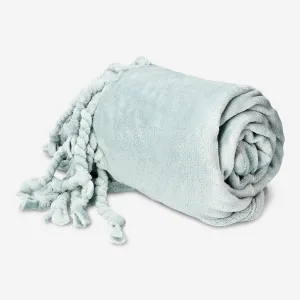Blue throw blanket with fringes Home Decor clearance sale