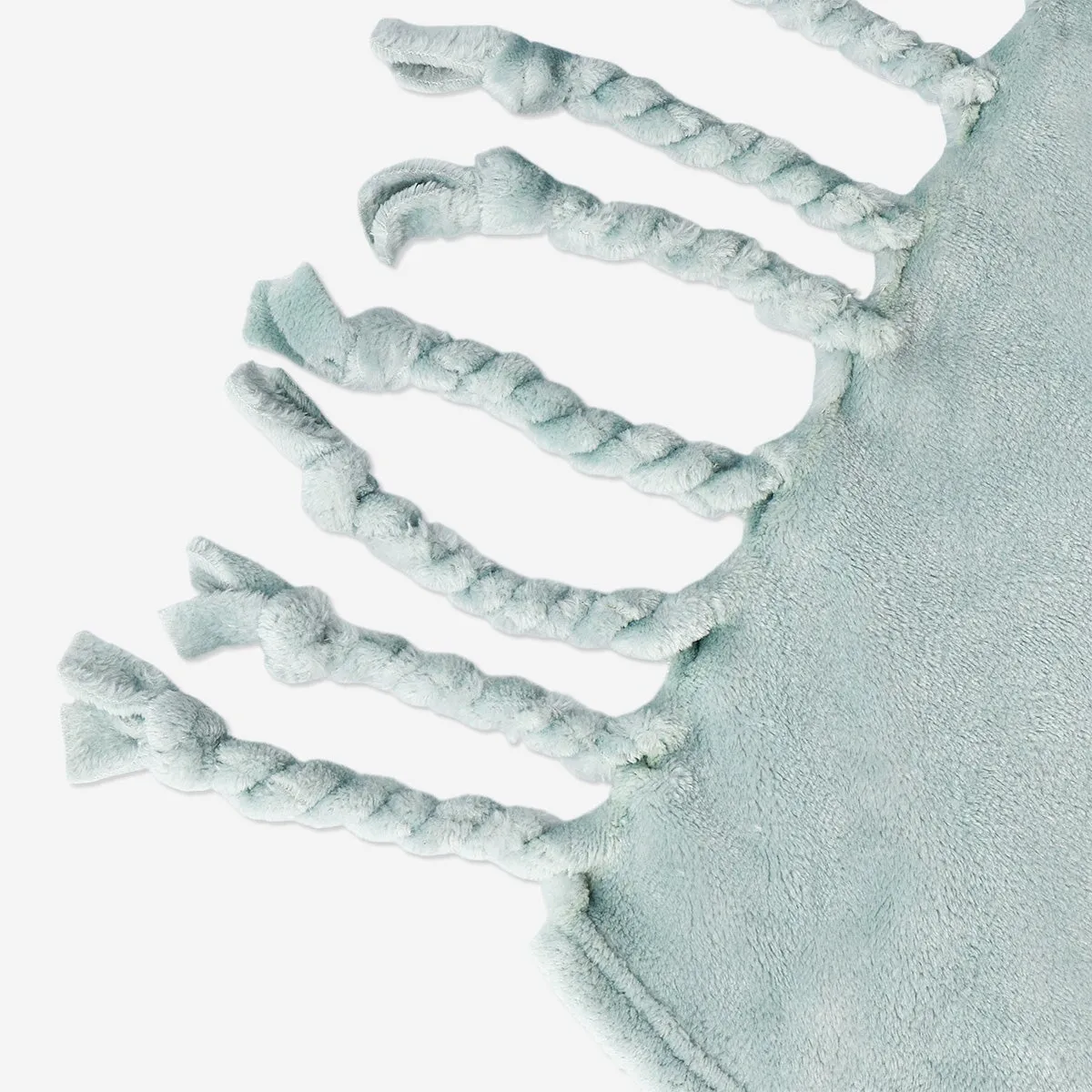 Blue throw blanket with fringes