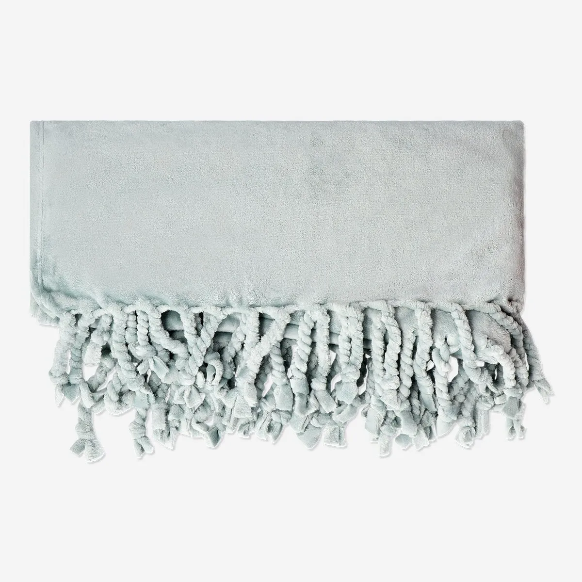 Blue throw blanket with fringes