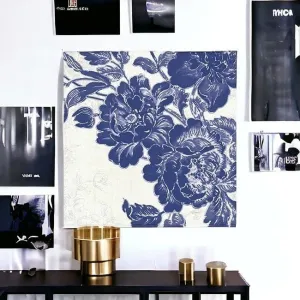 Blue Toile Rose Unframed Print Wall Art Decorative Accessories low price