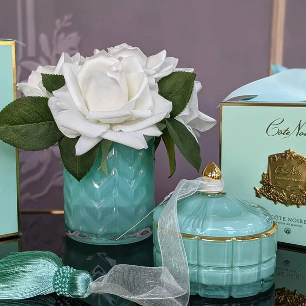 Blue Art Deco Candle