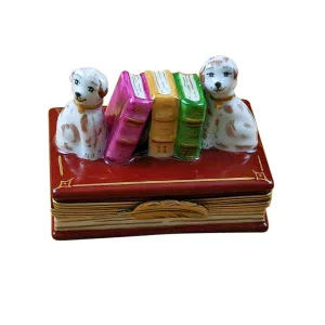 Book with Dog Bookends Limoges Collectible Boxes Rare Find