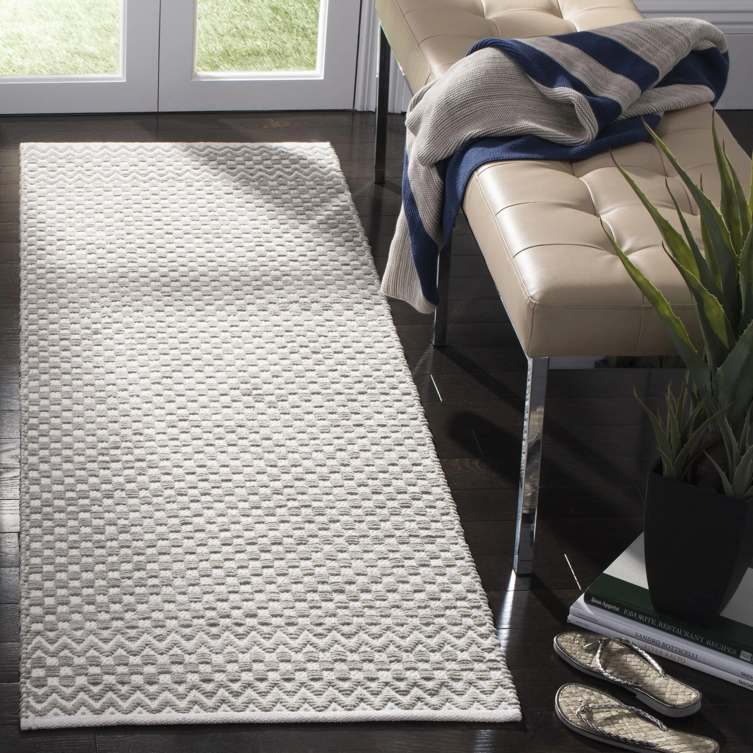 Boston Flat Weave Area Rug, Grey Contemporary Style Easy Care
