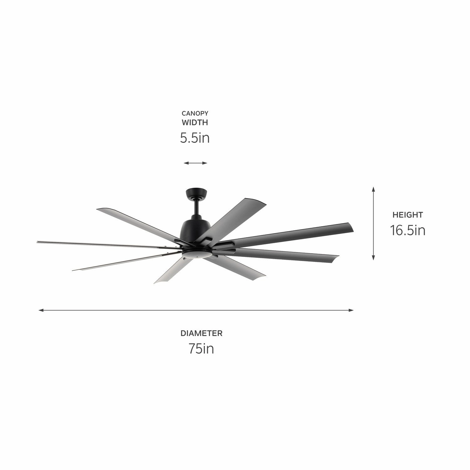 Breda 75"Ceiling Fan Satin Black Large Ceiling Fans online store