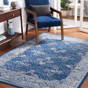 Brentwood Machine Made Area Rug, Ivory / Navy Traditional Style Easy Care Area Rugs cheap home decor