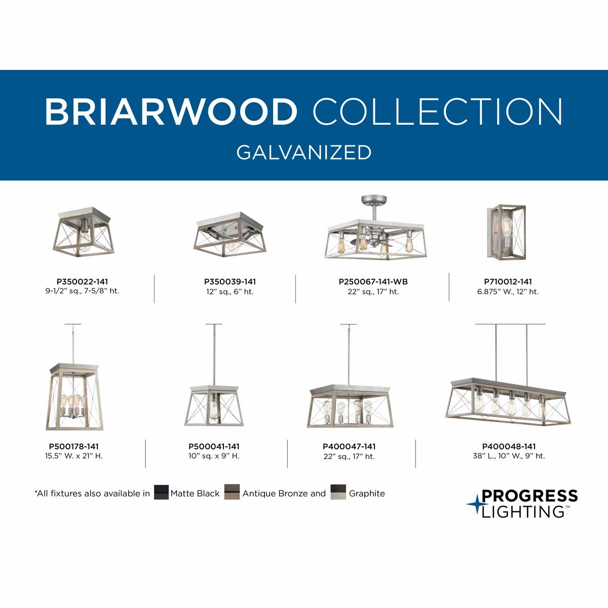 Briarwood 22"Ceiling Fan Galvanized Fandeliers at discount prices
