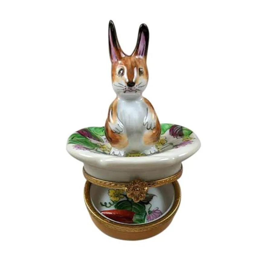 Brown Bunny on Flower Limoges Limoges Boxes collectors shop