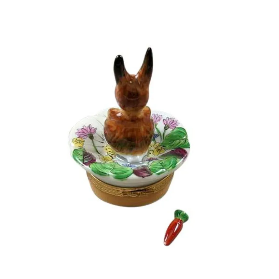 Brown Bunny on Flower Limoges Limoges Boxes collectors shop