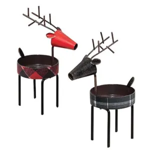 Buffalo Check Metal Deer Tealight Holder 2 Asstd. Decorative Accessories ON SALE