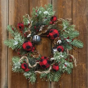 Buffalo Gingham Country Holiday Wreath 12" Sale on Holiday Decorations