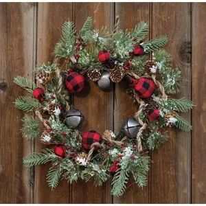 Buffalo Gingham Country Holiday Wreath 17" Affordable Holiday Accessories