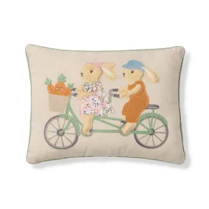 Bunnies on Bicycle Pillow Throw Pillows Cozy Upgrade