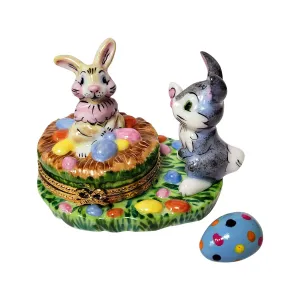 Bunnies with Easter Eggs Limoges Collectible Boxes Rare Find