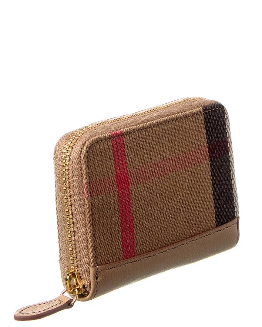 Burberry Check Canvas & Leather Coin Purse