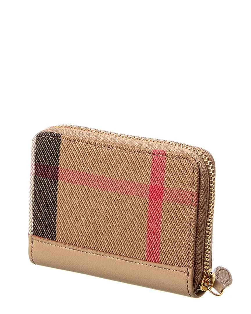 Burberry Check Canvas & Leather Coin Purse