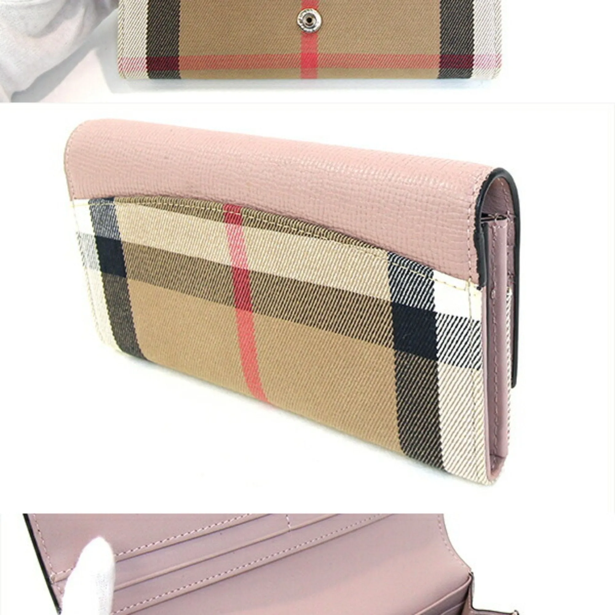 Burberry Leather Canvas Long Wallet (Bi-Fold) (Pre-Owned)