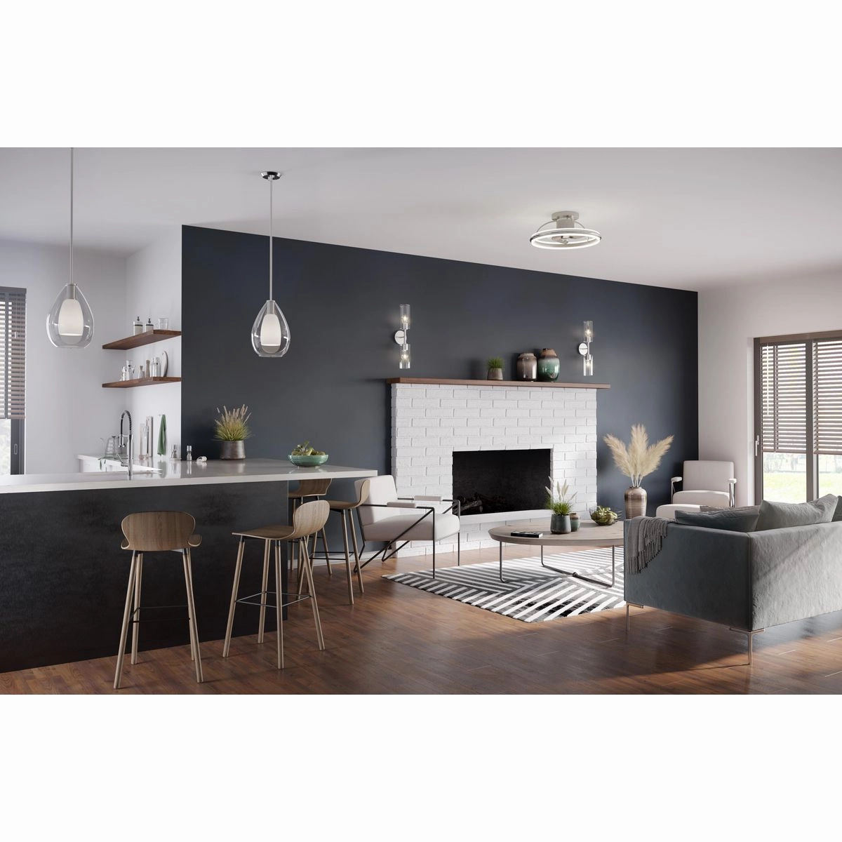 Burnett Ceiling Fan Brushed Nickel Fandeliers at discount prices