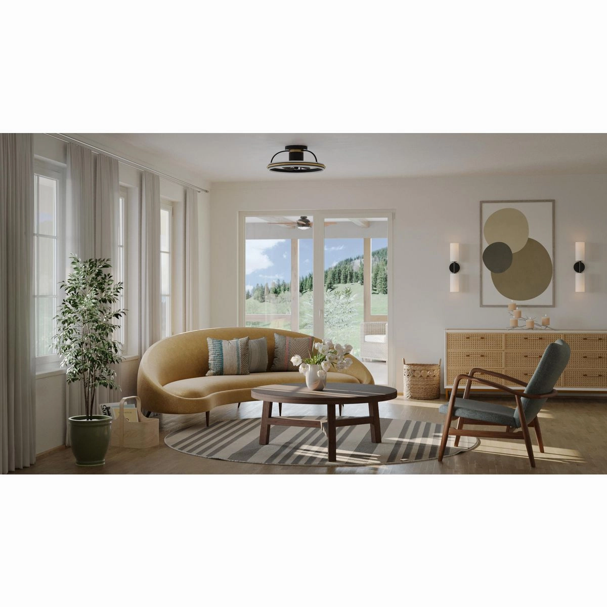 Burnett Ceiling Fan Matte Black Fandeliers at discount prices