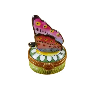 Butterfly on Daisy Limoges Collectible Boxes Rare Find