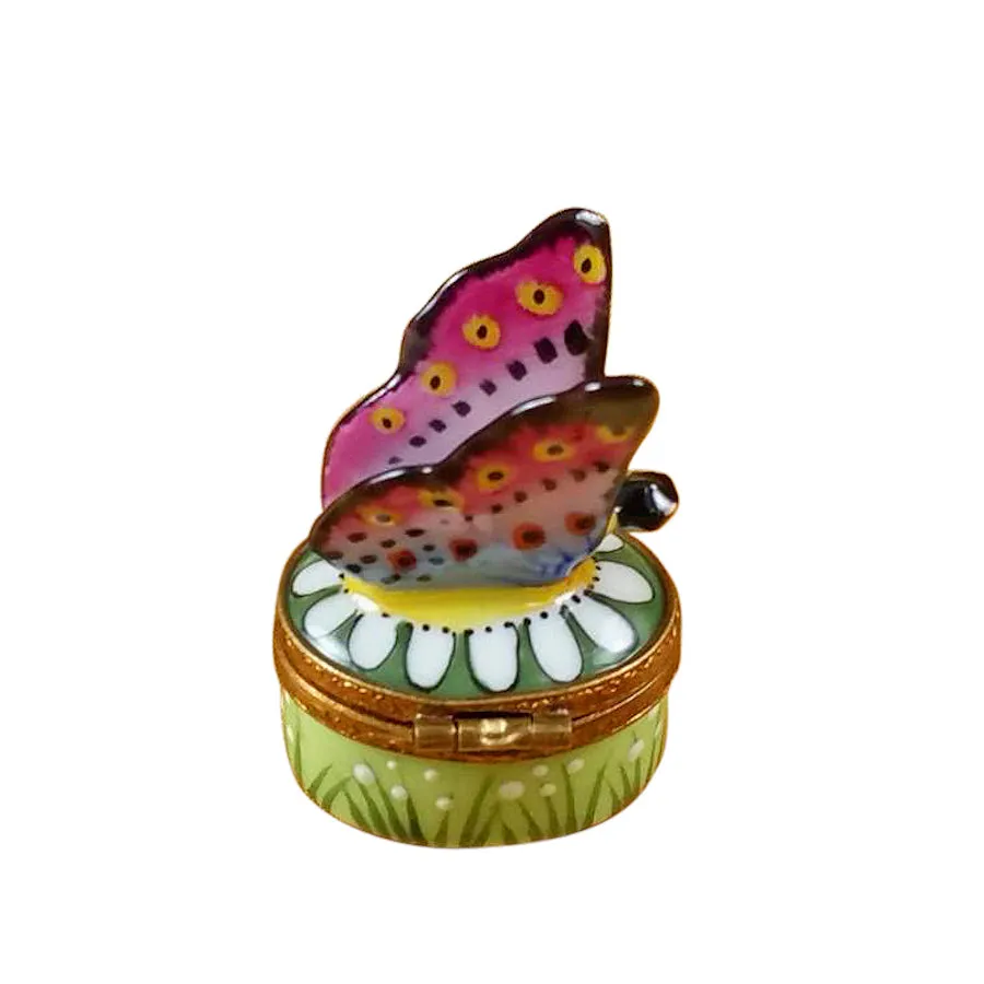Butterfly on Daisy Limoges Limoges Boxes collectors shop