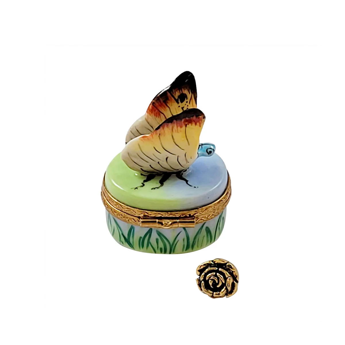 Butterfly with Brass Flower Limoges Limoges Boxes collectors shop